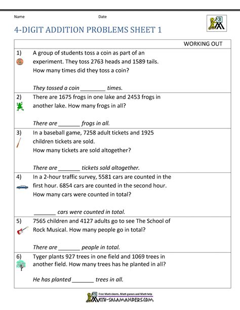 4 digits addition|4 digit addition word problems.